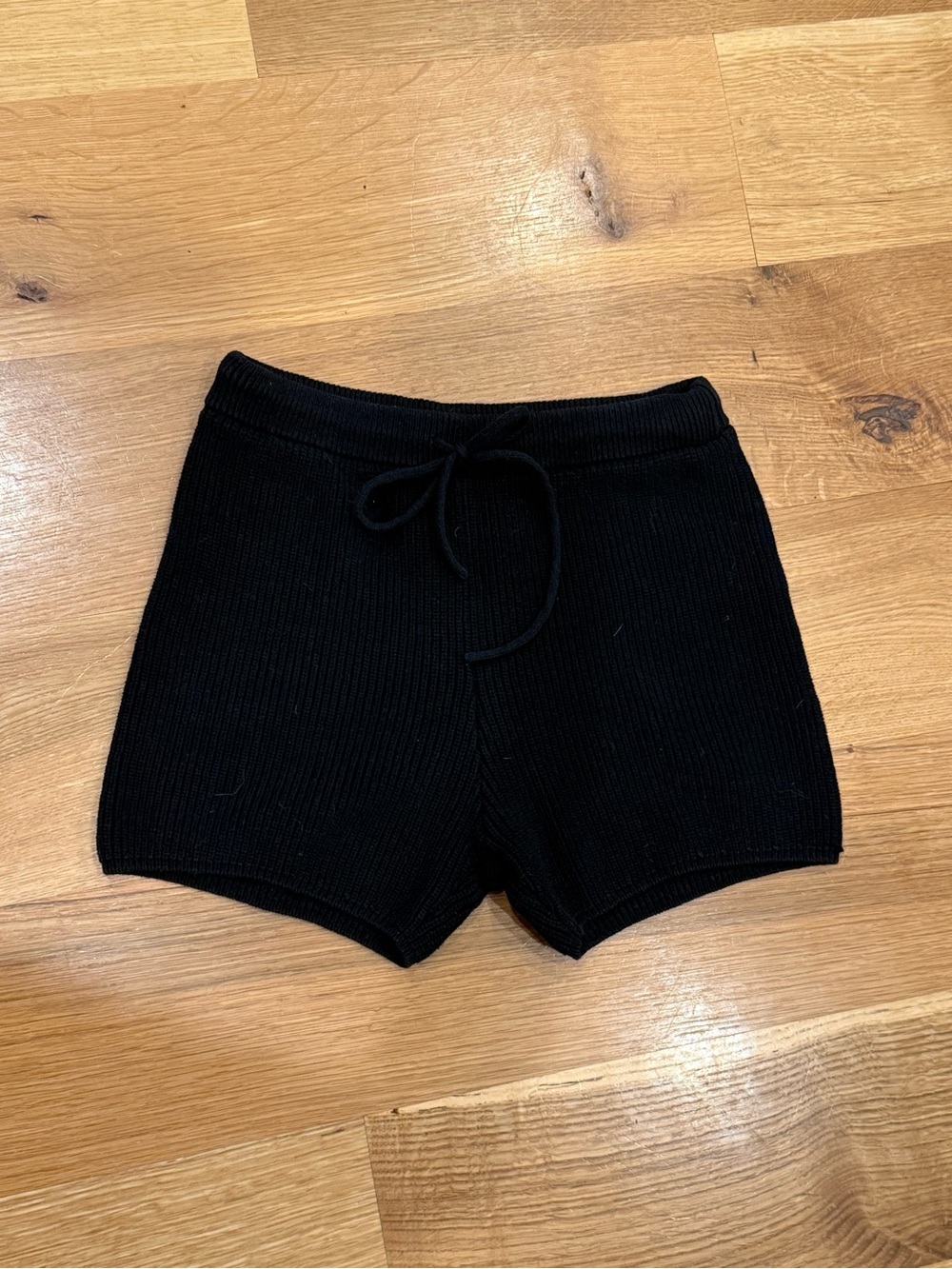 Reformation Black Ribbed Knit Shorts